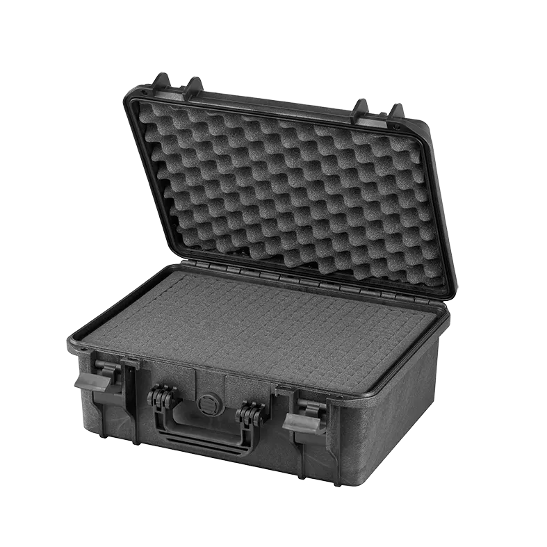 Panaro MAX380H160S waterproof case in black, closed front view showing latches and moulded shell