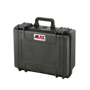 Black Panaro MAX380H160S closed and standing, red MAX logo, raised carry handle and two latches