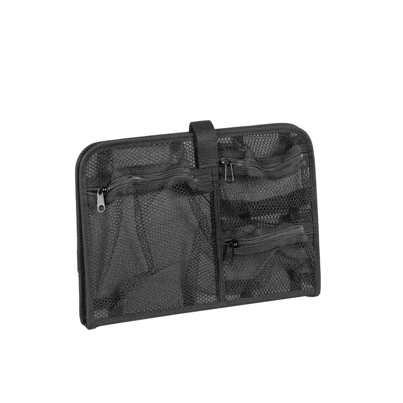 Panaro MAX380 lid organiser panel with a large zip mesh pocket on the left and two smaller zip mesh pockets on the right