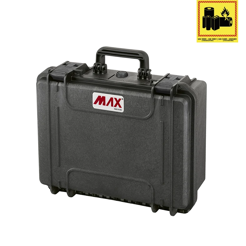Panaro MAX380H160 waterproof case in black, open or detail view of the interior configuration