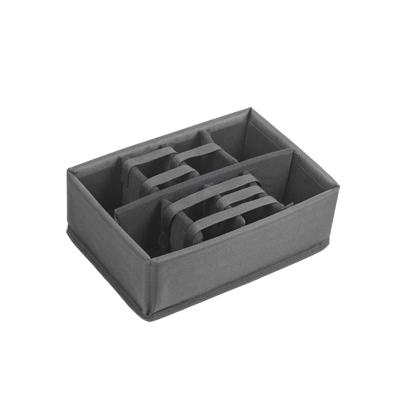 The grey padded divider insert for the MAX380H160 shown out of the case, with fabric partitions forming separate bays