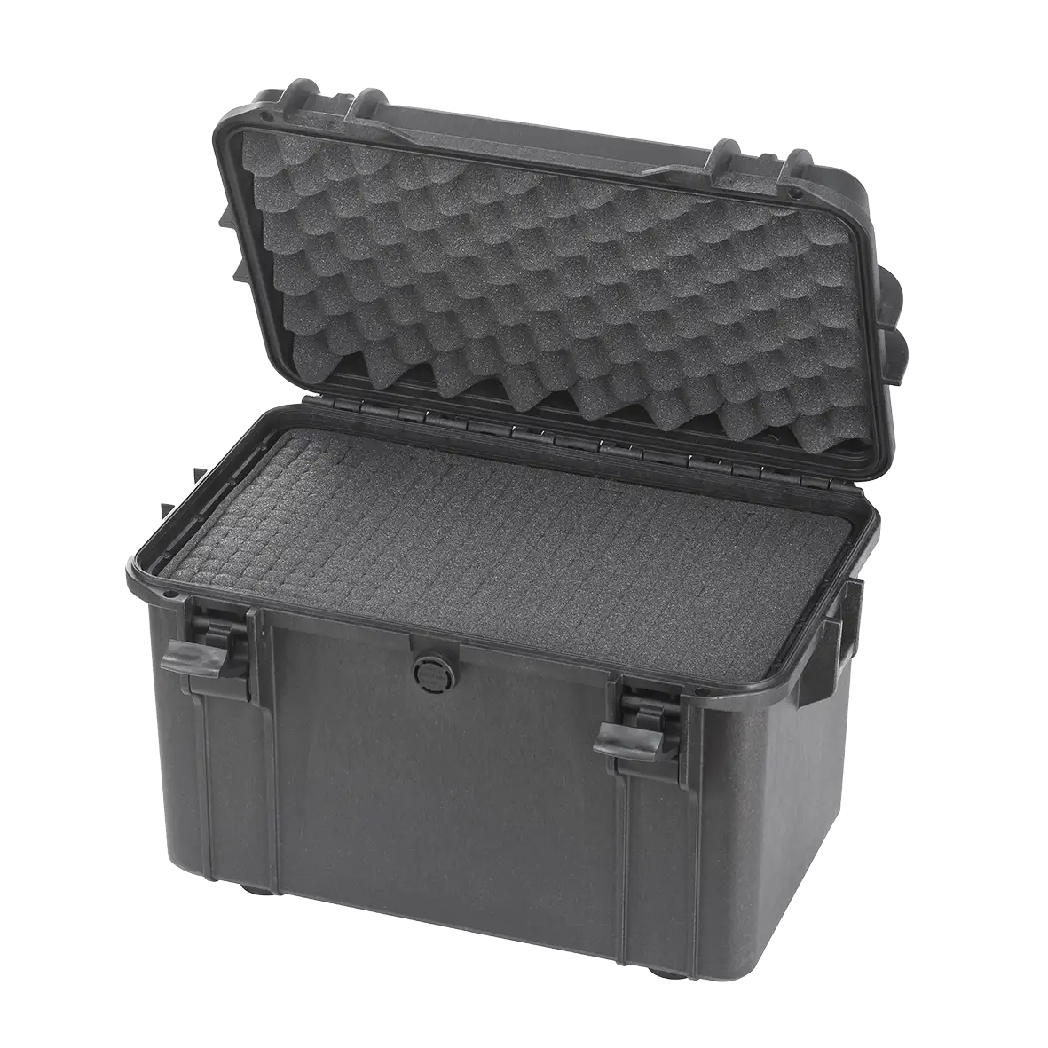 Panaro MAX400S waterproof case in black, closed front view showing latches and moulded shell