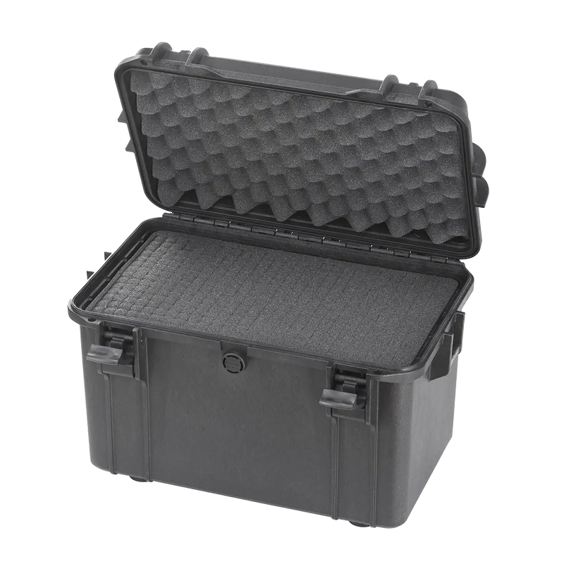 Panaro MAX400S waterproof case in black, closed front view showing latches and moulded shell