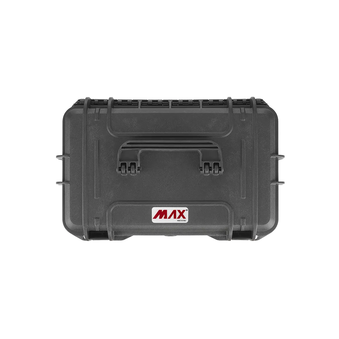 Panaro MAX400S waterproof case in black, open or detail view of the interior configuration