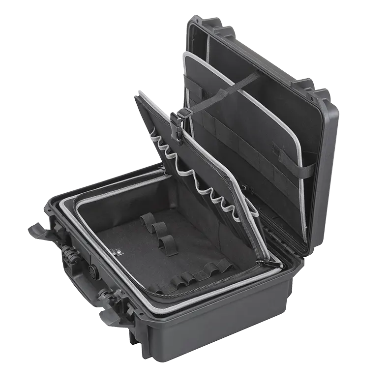 Panaro MAX430TC waterproof case in black, closed front view showing latches and moulded shell