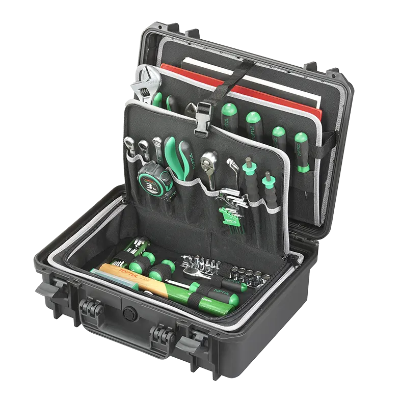 Panaro MAX430TC waterproof case in black, open or detail view of the interior configuration