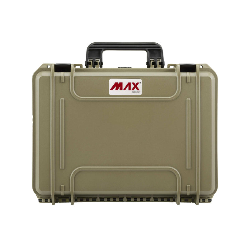 Sahara MAX430 lid face straight on with the red MAX logo and black handle