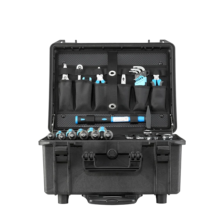 Panaro MAX465H220PATR waterproof case in black, open or detail view of the interior configuration