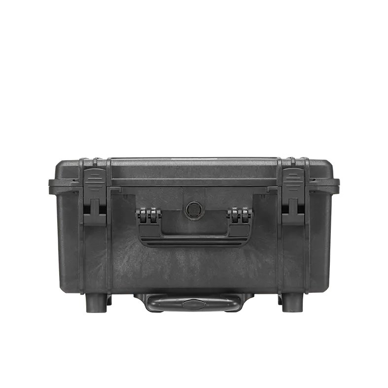 Panaro MAX465H220ZPUTR waterproof case in black, open or detail view of the interior configuration