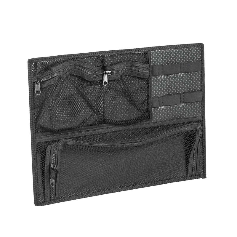 Panaro MAX505 lid organiser panel with zip mesh pockets and a long document pouch, shown out of the case