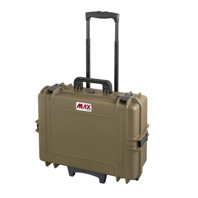Sahara sand Panaro MAX505 trolley case standing with the telescopic handle extended