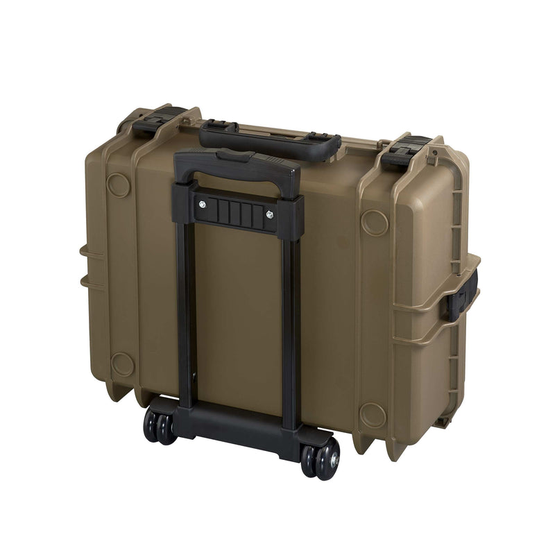 Back of the Sahara Panaro MAX505 trolley case with the handle folded down and both wheels visible