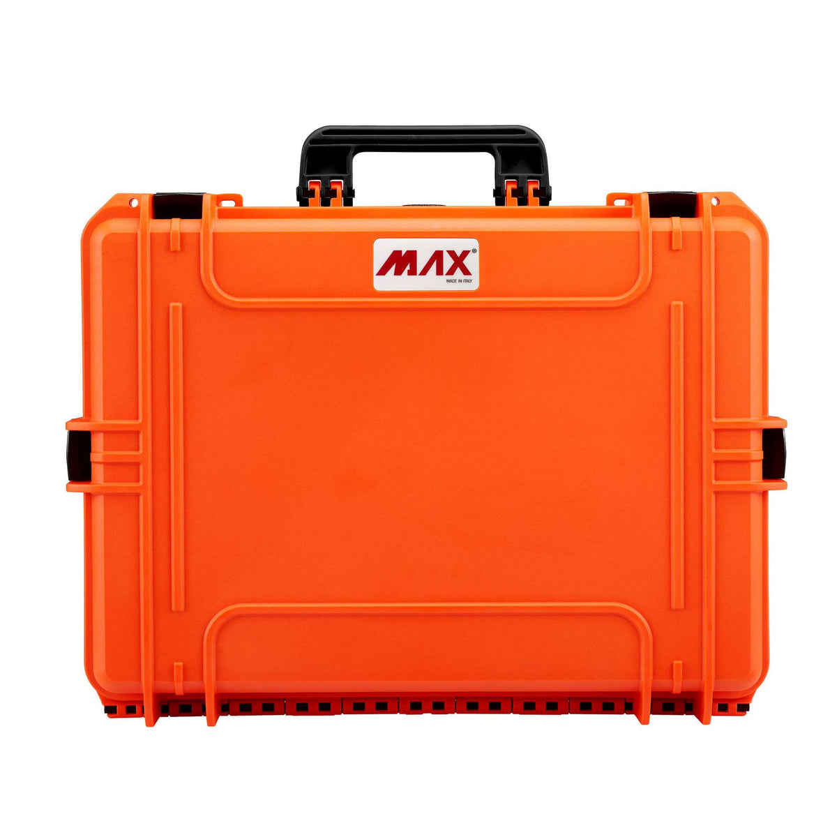 Front view of the closed orange Panaro MAX505 lid with the MAX logo