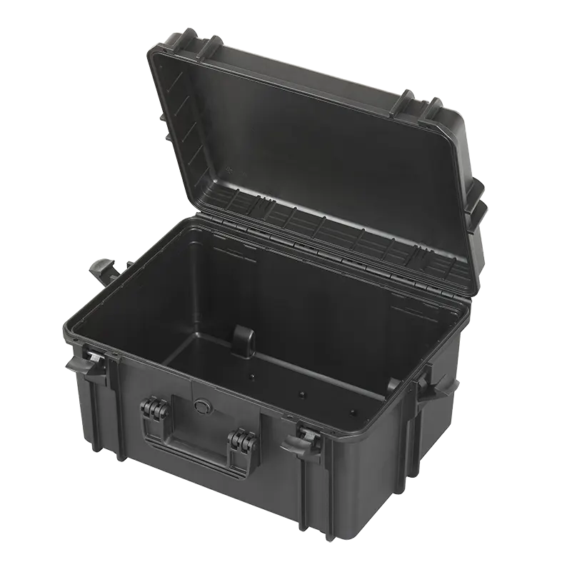 Panaro MAX505H280HDSTR waterproof case in black with High Density Cubed Foam and Trolley, open or detail view of the interior configuration