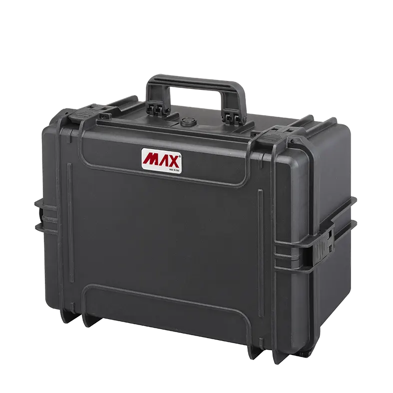 Panaro MAX505H280HDS waterproof case in black with High Density Cubed Foam, closed front view showing latches and moulded shell