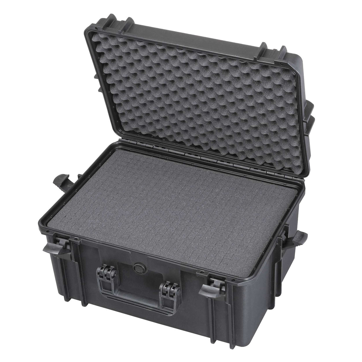 Panaro MAX505H280S open with grey pick and pluck cubed foam in the deep base and convoluted foam in the lid