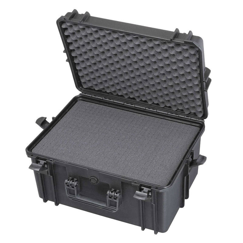 Panaro MAX505H280S open with grey pick and pluck cubed foam in the deep base and convoluted foam in the lid