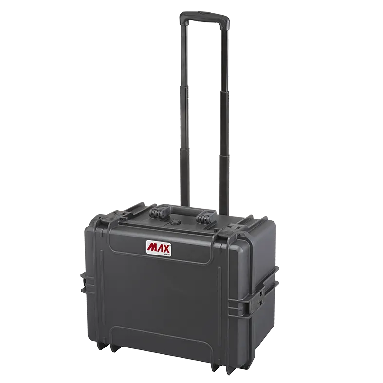 Panaro MAX505H280TR waterproof case in black with Trolley, open or detail view of the interior configuration