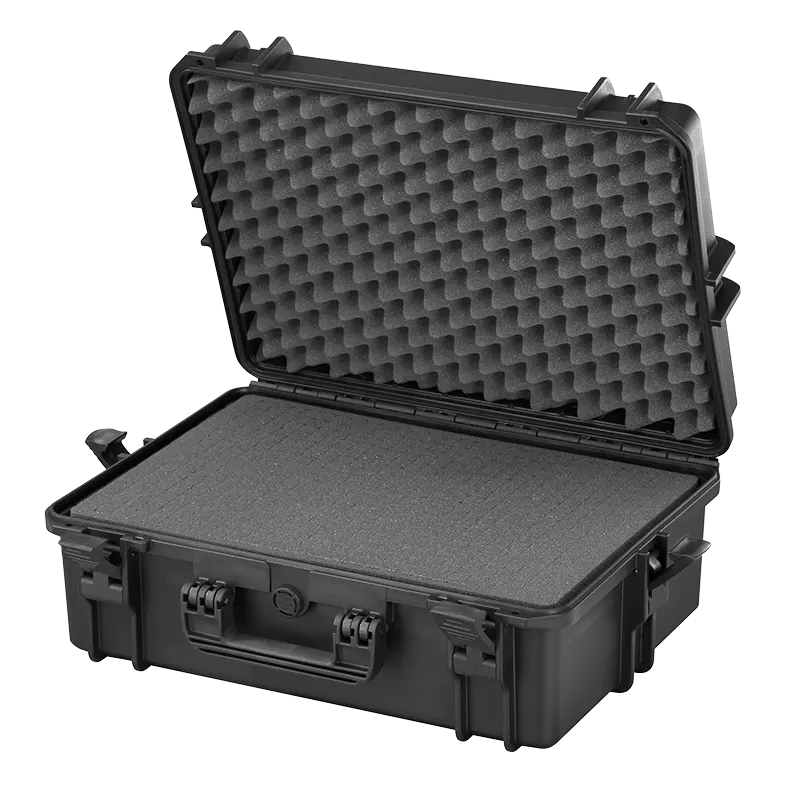 Panaro MAX505S waterproof case in orange with Cubed Foam, closed front view showing latches and moulded shell