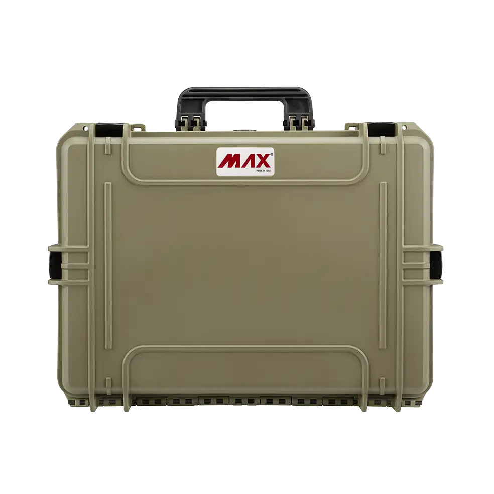 Panaro MAX505S waterproof case in sahara with Cubed Foam, open or detail view of the interior configuration