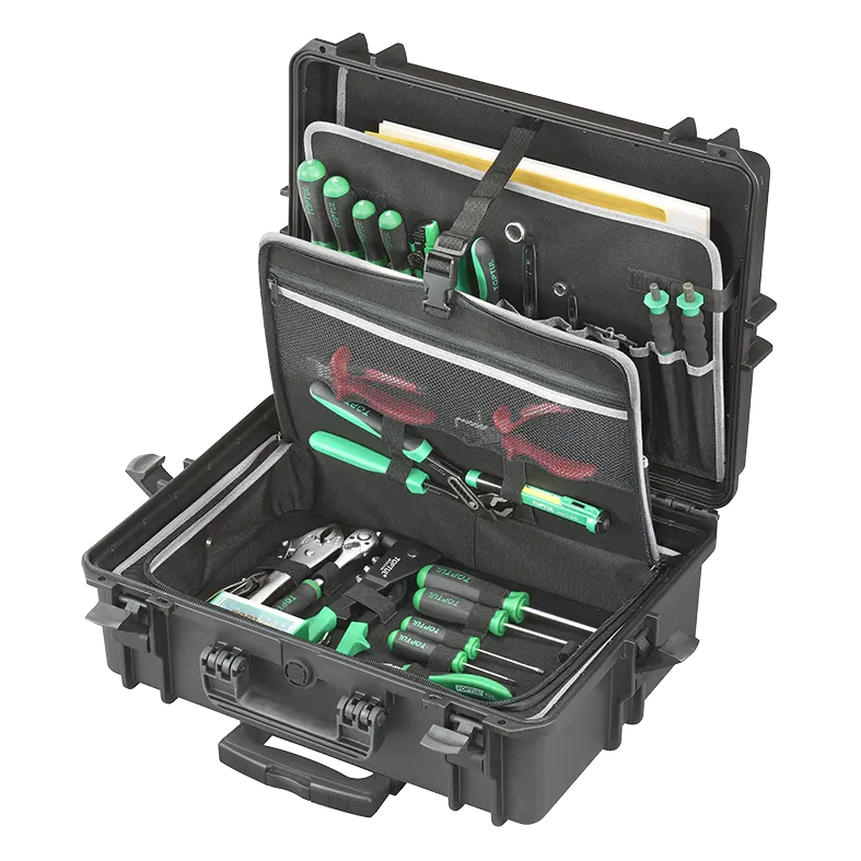 Panaro MAX505TCTR waterproof case in black with Trolley, closed front view showing latches and moulded shell