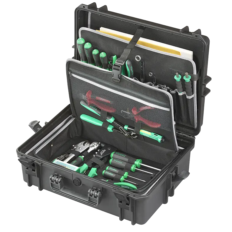 Panaro MAX505TC waterproof case in black, open or detail view of the interior configuration