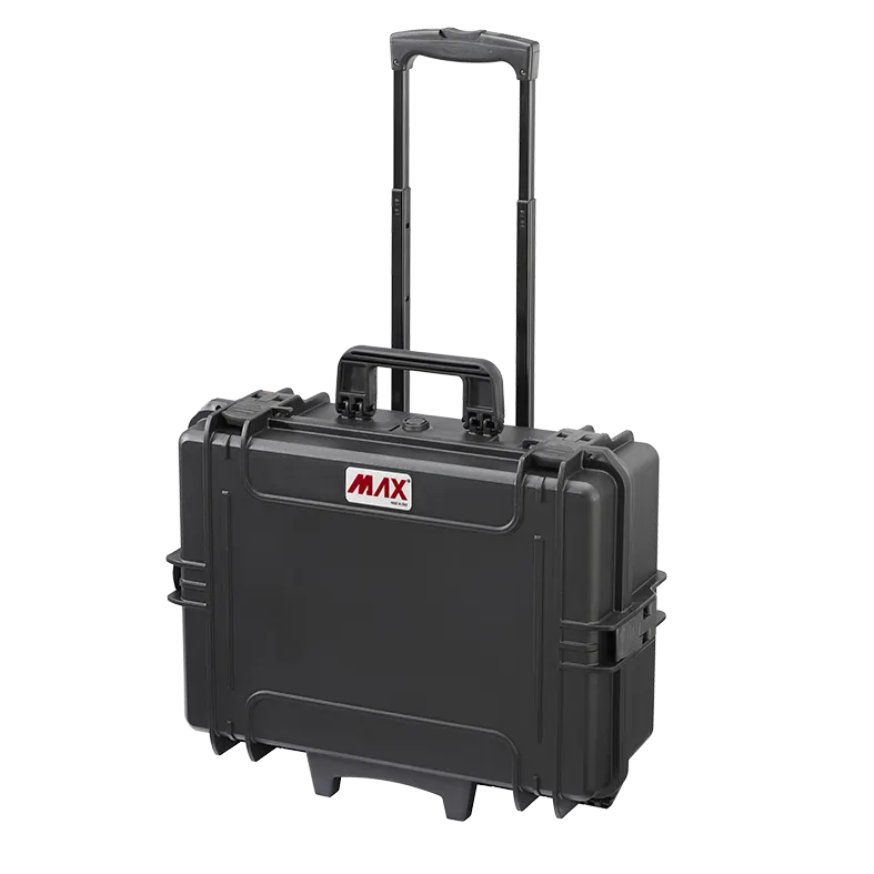 Panaro MAX505 waterproof case in black, open or detail view of the interior configuration