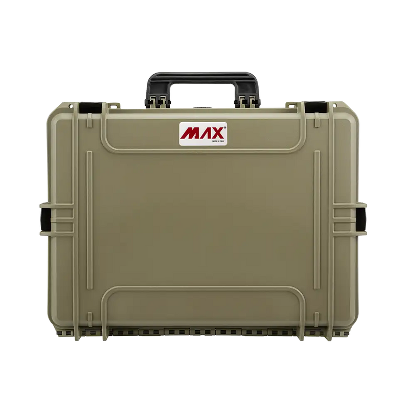 Panaro MAX505 waterproof case in sahara, open or detail view of the interior configuration
