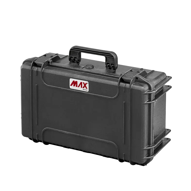 Panaro MAX520HDSTR waterproof case in black with High Density Cubed Foam and Trolley, open or detail view of the interior configuration