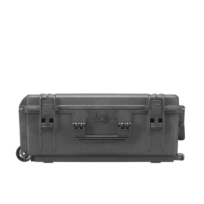 Panaro MAX520TR waterproof case in black with Trolley, open or detail view of the interior configuration