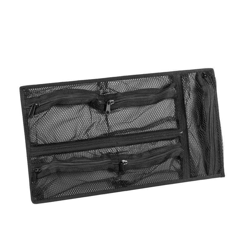 Panaro ORG520 lid organiser for the MAX520, a black panel of zipped mesh pockets, shown out of the case