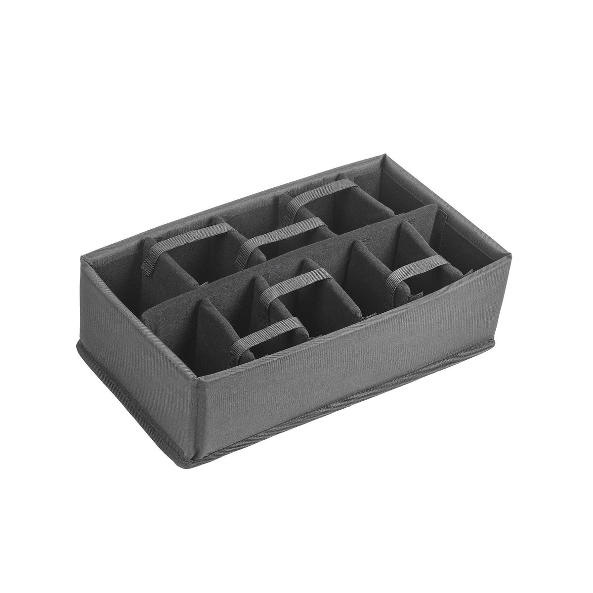 MAX520 padded divider insert out of the case, grey walls and removable dividers forming camera and lens bays