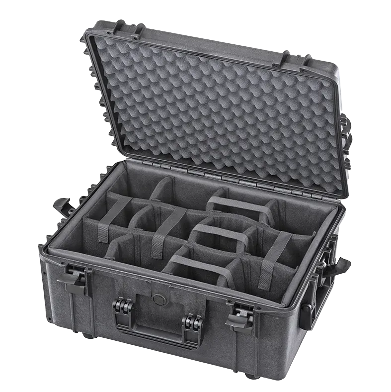Panaro MAX540H245CAM waterproof case in black with Padded Dividers, closed front view showing latches and moulded shell