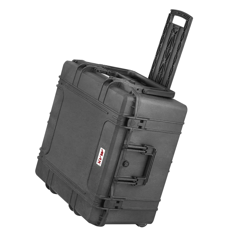 Panaro MAX615TR waterproof case in black with Trolley, open or detail view of the interior configuration