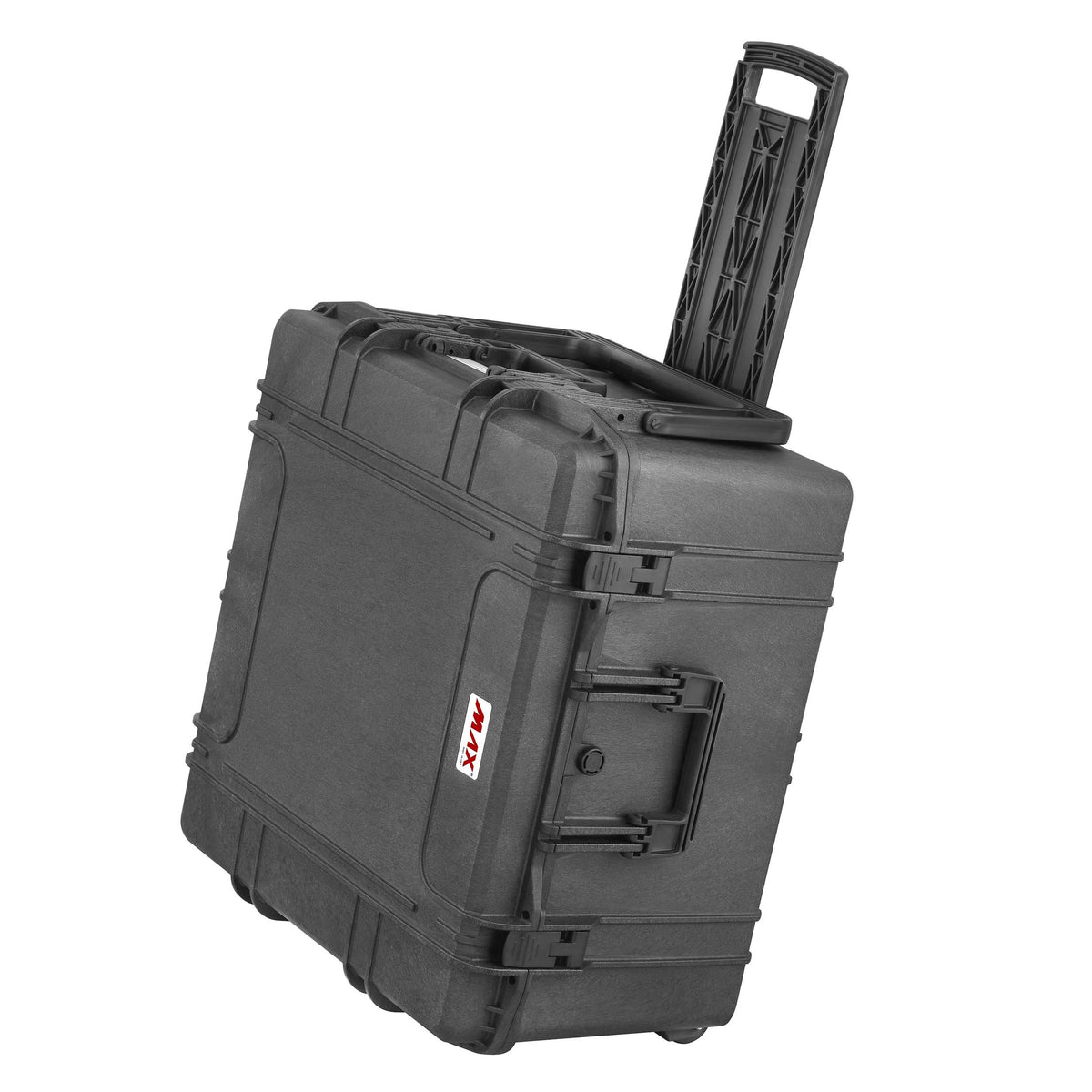 MAX615TR tilted back onto its wheels with the trolley handle extended and the MAX logo on the side panel