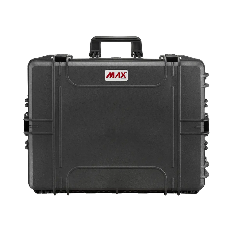 Panaro MAX620H340HDS waterproof case in black with High Density Cubed Foam, closed front view showing latches and moulded shell