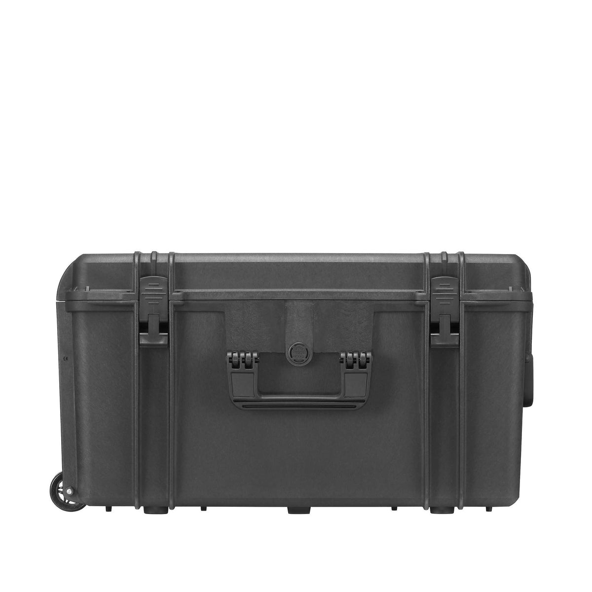 Side view of the Panaro MAX620H340 trolley case showing the soft grip handle, latches and a wheel at the base