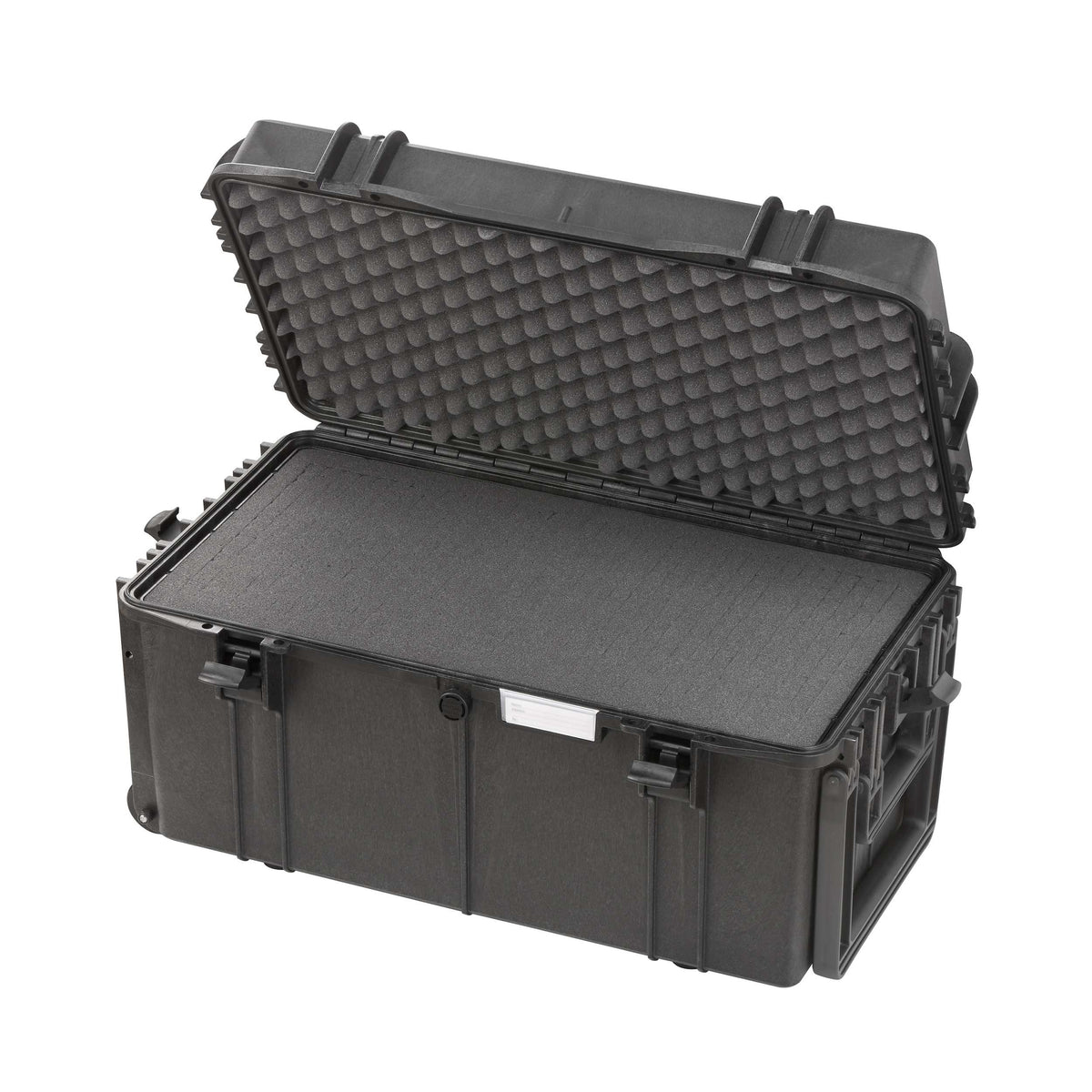 Panaro MAX630S black waterproof case open with grey cubed foam in the base and convoluted foam in the raised lid
