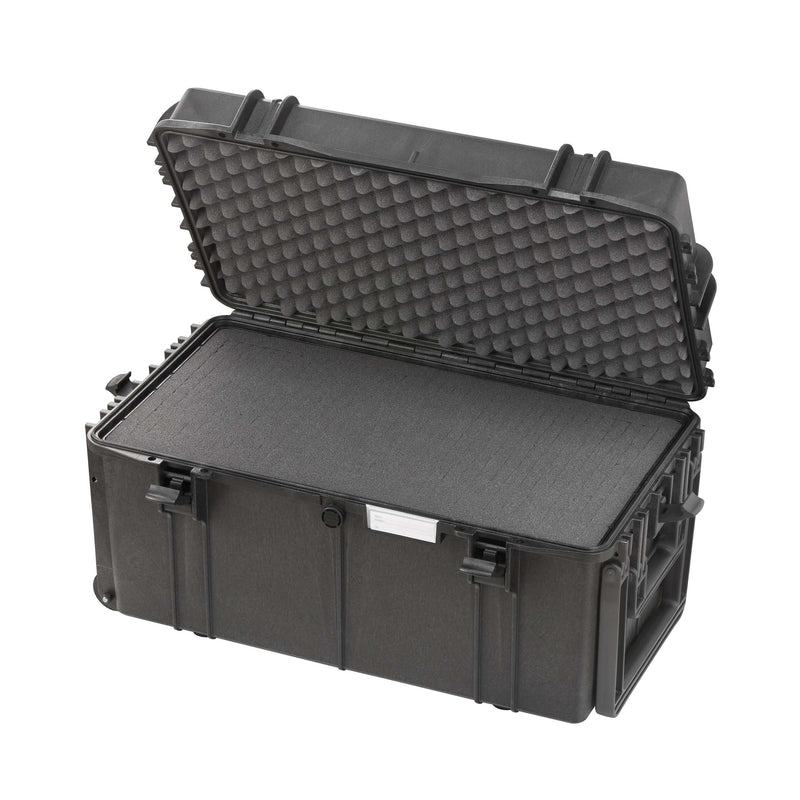 Panaro MAX630S black waterproof case open with grey cubed foam in the base and convoluted foam in the raised lid