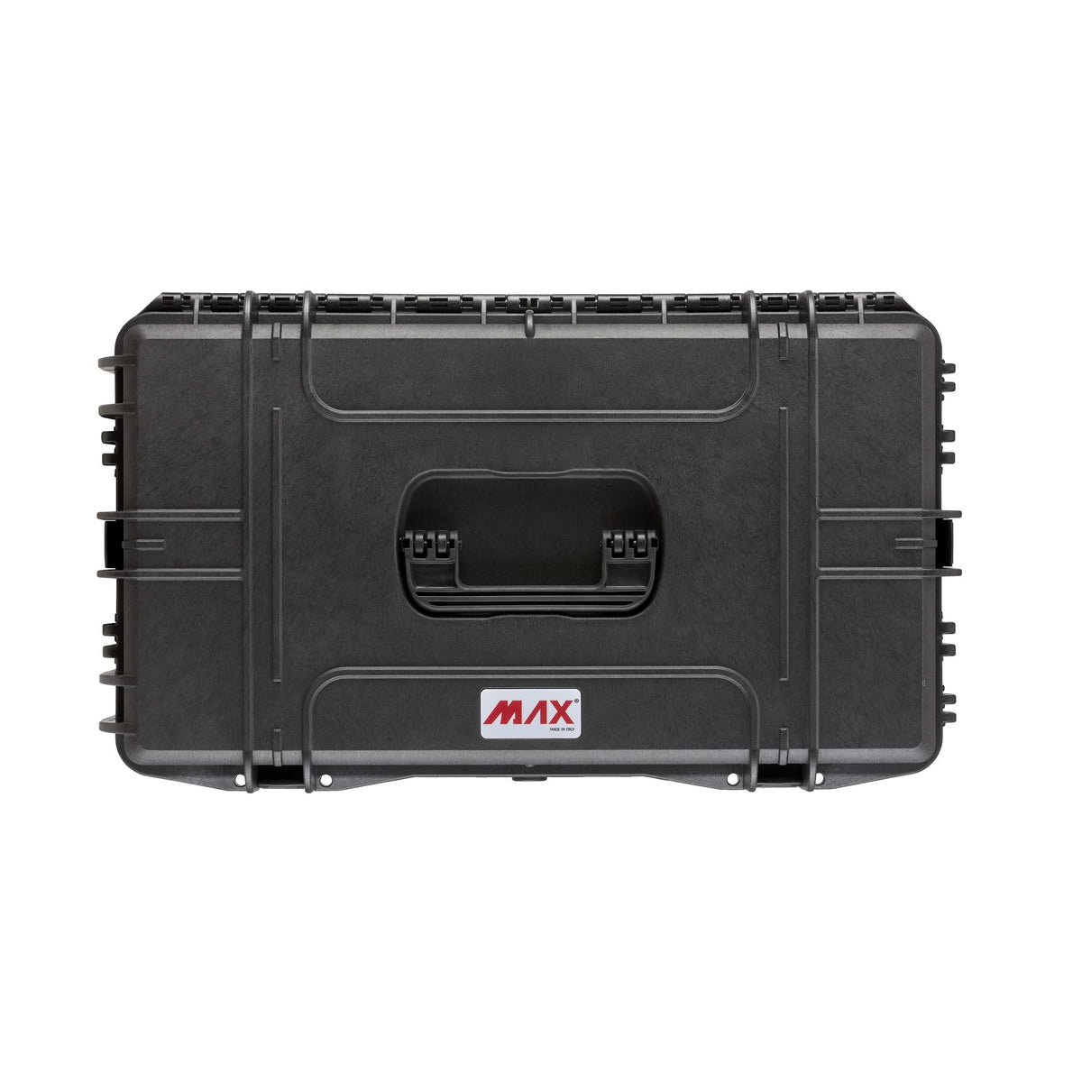 Top view of the Panaro MAX630 lid showing the moulded carry handle and the red MAX logo