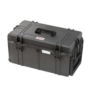 Closed Panaro MAX630 black case at an angle showing the top carry handle, latches and red MAX logo