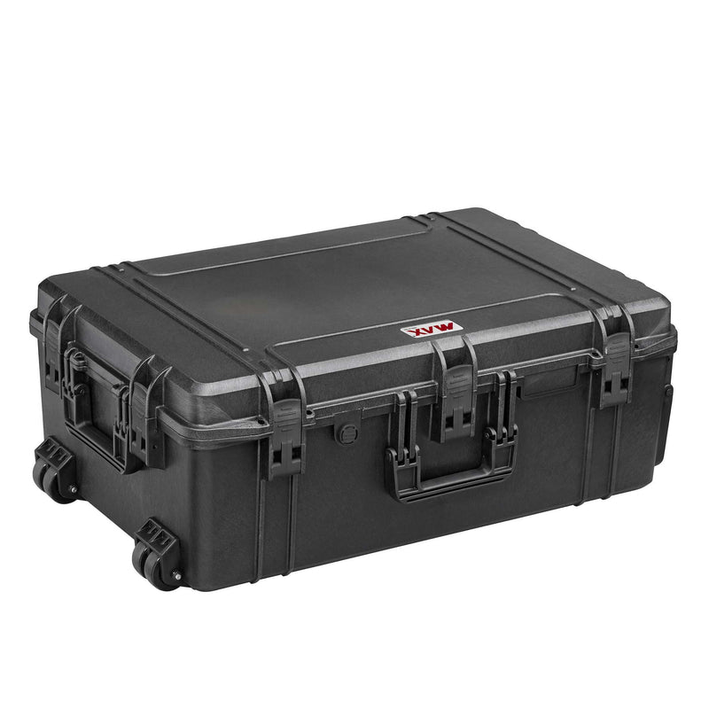 Panaro MAX750H280 rear corner view with twin wheels and the interlocking stacking ridges