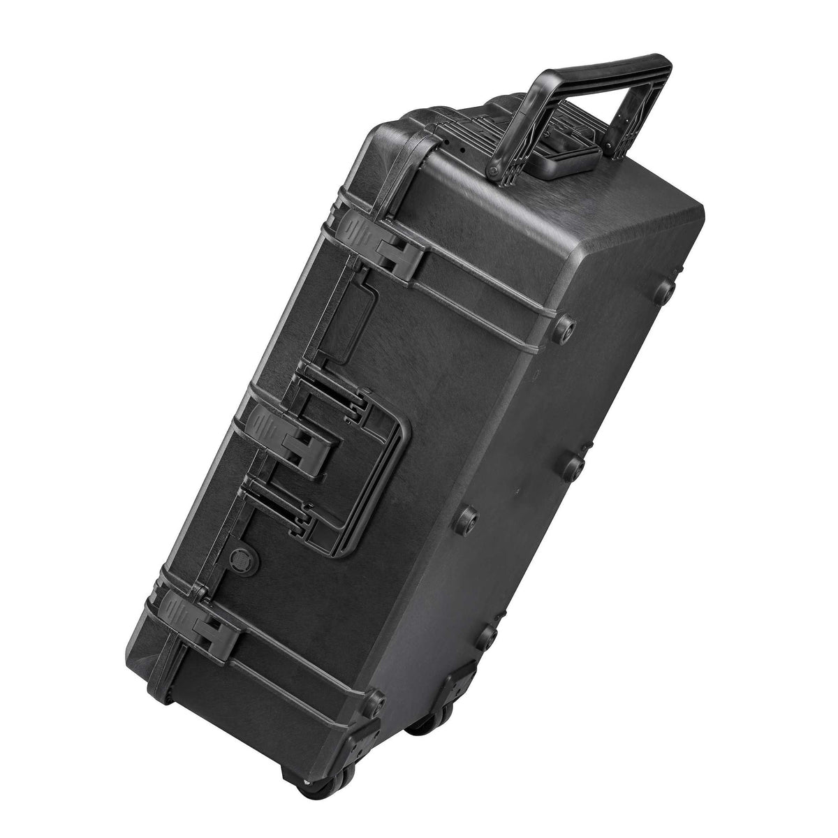 Panaro MAX750H280 tilted onto its wheels with the large fold down handle raised