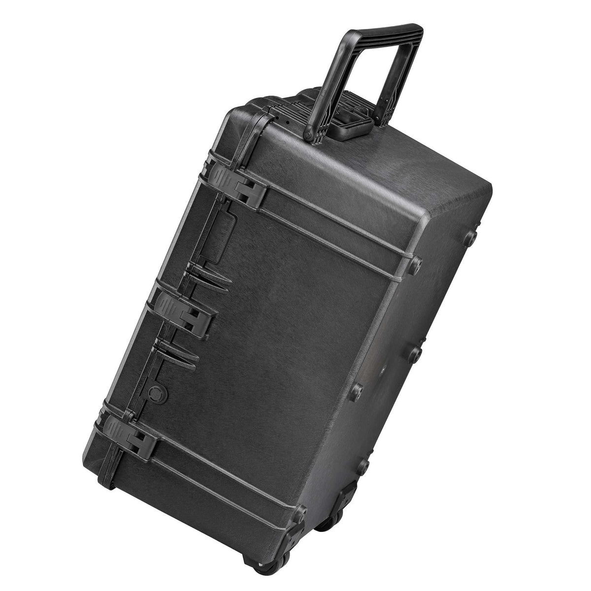 Panaro MAX750H400 tilted onto its wheels with the large fold down handle raised