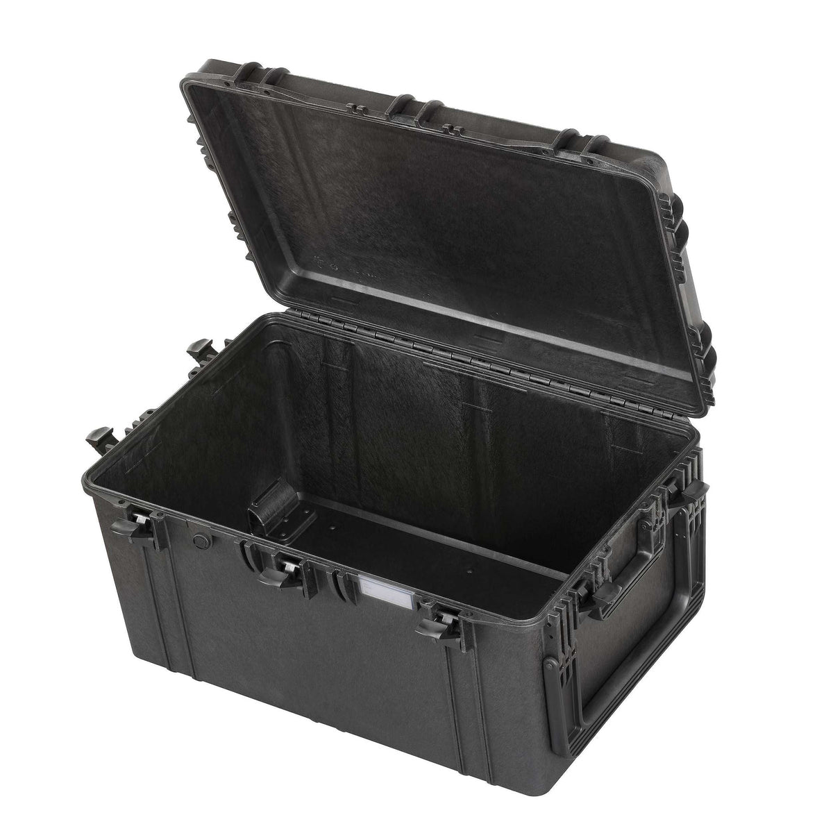 Panaro MAX750H400 open and empty with the lid raised, showing the deep base shell