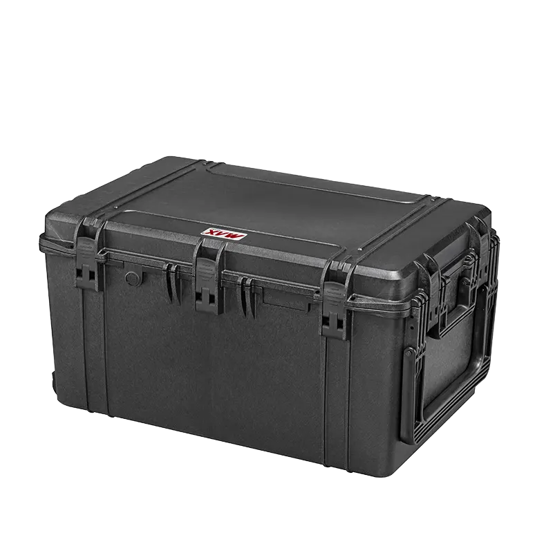 Panaro MAX750H400 waterproof case in black, closed front view showing latches and moulded shell