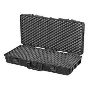 Panaro MAX800GPB waterproof case in black with Convoluted Foam, closed front view showing latches and moulded shell