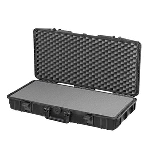 Panaro MAX800S long black waterproof case open with grey cubed foam in the base and convoluted foam in the lid