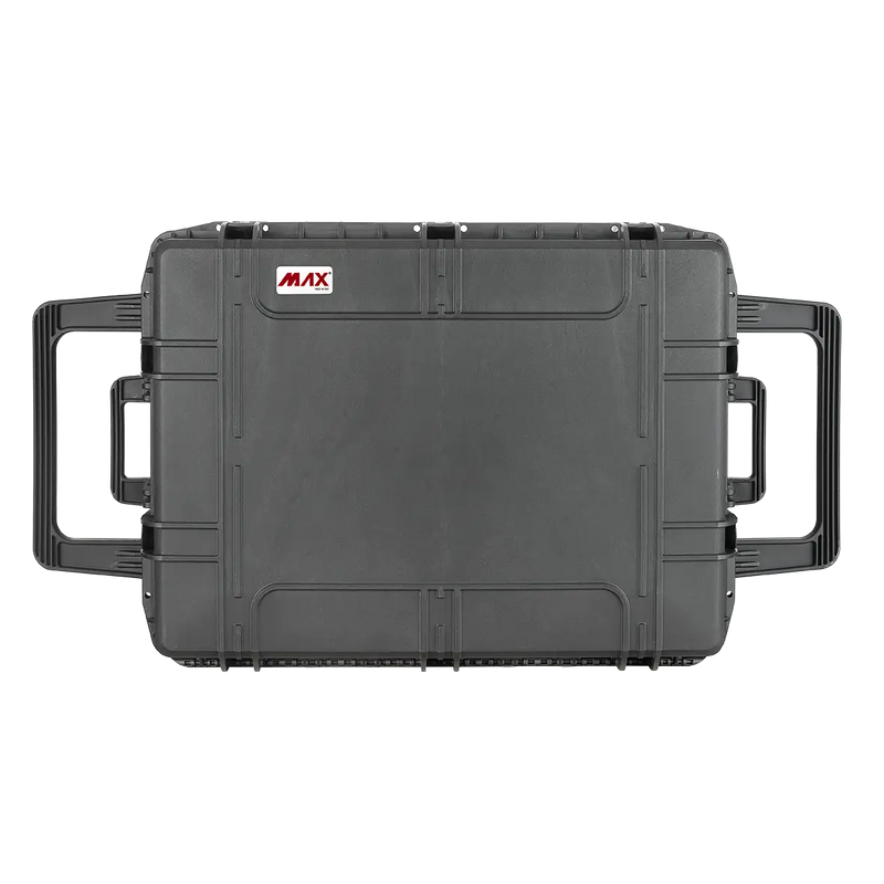 Panaro MAX820S waterproof case in black with Cubed Foam, closed front view showing latches and moulded shell