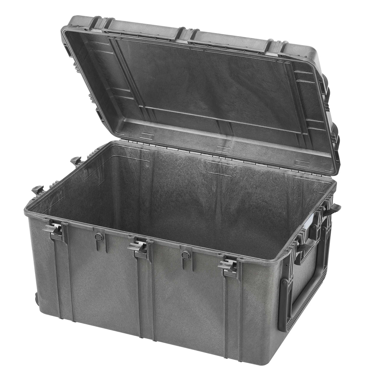 Panaro MAX820 open and empty with the lid raised, showing the deep bare interior